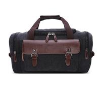 DORRISO Uomo Tela Borsone da Viaggio Grande Borsone da Weekend con Molteplici Maniglia pour Sportiva Vacanza All'aperto Campeggio Casuale Uomo Vintage Borsa Palestra a Tracolla Nero