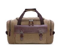 DORRISO Uomo Tela Borsone da Viaggio Grande Borsone da Weekend con Molteplici Maniglia pour Sportiva Vacanza All'aperto Campeggio Casuale Uomo Vintage Borsa Palestra a Tracolla Cachi