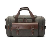 DORRISO Uomo Tela Borsone da Viaggio Grande Borsone da Weekend con Molteplici Maniglia pour Sportiva Vacanza All'aperto Campeggio Casuale Uomo Vintage Borsa Palestra a Tracolla Grigio