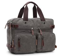 DORRISO Uomo Zaino Laptop Tela Borsetta Moda Borsa a Tracolla Zaino per 17,3 pollici Laptop Messenger Bag Briefcase Causale Viaggio Lavoro Alpinismo Zaino Universita Daypacks Grigio