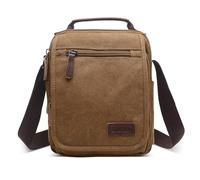 DORRISO Vintage Borse a Tracolla Uomo Viaggio Borsa a Spalla pour 10.9 Pollici iPad con Manico Molteplici Tasche Crossbody Bag pour Sportive Casuale Lavoro Tela Uomo Sacchetto Messaggero Marrone