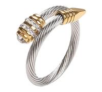 Dorriss Anello da donna regolabile con cavo per chiodo anelli aperto impilabile con zirconia cubica vintage designer gioielli alla moda fidanzata moglie mamma regalo, Acciaio inossidabile, Zircone