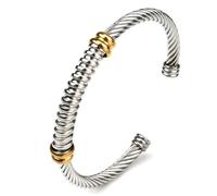 Dorriss Bracciale rigido da donna, regolabile, intrecciato, in acciaio inox, elastico, elegante, bellissimo regalo, 6.7, Acciaio inossidabile, Nessuna pietra preziosa