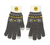 Dortmund Bvb Norweger-handschuhe, Grau-weiß Mit Wintermuster, 100% Polyacryl Guanti Unisex - Adulto (Pacco da 2)