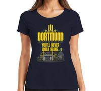 Dortmund You'll Never Walk Alone Statement - Maglietta da donna, blu navy, M
