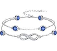 Dorunmo Cavigliera da donna, in argento Sterling 925, cavigliere con simbolo dell'infinito, gioielli con pietra portafortuna, regalo per mamma e moglie, Fußkettchen 9"-11"