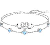 Dorunmo Cavigliera in argento Sterling 925 con cuore dell'infinito e pietra portafortuna da donna, il miglior gioiello per la festa della mamma e compleanno per moglie, fidanzata, mamma e te