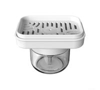 Dosatore Bagno e Cucina con Supporto Spugna Integrato: Dispenser Sapone Ricaricabile, Pressione per facile, 133x100mm(Square White)