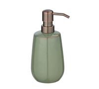 WENKO Dosatore di sapone Sirmione in pregiata ceramica, dispenser riempibile liquido disinfettante, erogatore a pompetta, robusta plastica color rame, Ø 8 x 17,5 cm, 430 ml, dispenser verde/rame