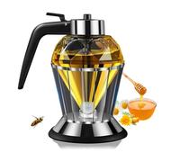 Dosatore Miele Con Supporto, Dispenser Miele Da 200 Ml, Zuccheriera in Vetro a Spinta, Barattolo per La Distribuzione Del Miele in Vetro Acrilico Trasparente Con Diamanti per La Cucina Del Ristorante