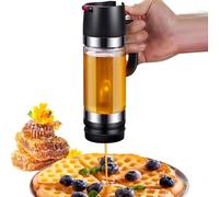 Dosatore Miele in Vetro 350ml Dispenser Miele con Manico, Dispenser Porta Miele con Premere Sul, Design Antigoccia Dosatore Miele Dispenser per Miele Sciroppo Caffè E Altri Liquidi Per Dessert, Nero