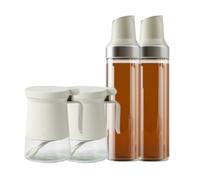 Dosatore Olio Oliera Bottiglia di Condimento for Aceto E Salsa di Soia con Apertura E Chiusura Automatica, Set da 4 Pezzi for Uso Domestico Oliera da Tavola
