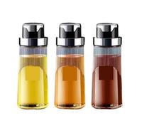 Dosatore Olio Oliera Bottiglia di Condimento for Salsa di Soia E Aceto Bottiglia di Olio di Sesamo for Uso Domestico Piccola Pentola for Olio Set da 3 Pezzi Oliera da Tavola(Blue,Silver,19.5cm)