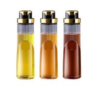 Dosatore Olio Oliera Bottiglia di Condimento for Salsa di Soia E Aceto Bottiglia di Olio di Sesamo for Uso Domestico Piccola Pentola for Olio Set da 3 Pezzi Oliera da Tavola(Gold,26cm)