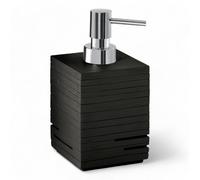 Dosatore per sapone liquido nero in resina 8x8 cm arredo bagno moderno Linea Dark