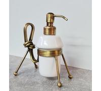 Dosatore sapone dispenser appoggio accessori bagno stile classico semplice elegante in ceramica e ottone annodato bronzato spazzolato invecchiato made in italy