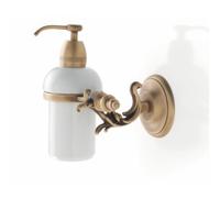 Dosatore sapone liquido da bagno sospeso in Ottone Collezione CLASSE Dimensione 15x13,9xh 16,9 cm, -CL.25 bicchiere in ceramica bianca finitura Classica Ottone Satinato ottone