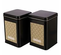 Dosenritter | 2 x barattoli angolari per tè, IMPILABILE, a prova di aroma, in metallo, coperchio a cerniera, per 400g di tè | 15,3 x 10,6 x 10,6cm (A, L, P) | ideale per integratori alimentari o caffè