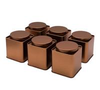 Dosenritter | 6 contenitori rettangolari in color rame, impilabili, in metallo, per 100 g earl grey | 9,1 x 8 x 8 cm (altezza x larghezza x profondità) | ideale anche come contenitore per spezie
