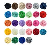 DOSERTY 28 pz/lotto 5 CM Morbido Raso Tessuto Fiori Per Le Donne Della Ragazza Fascia Clip di Capelli Vestiti Cappelli Copricapo Accessori Per Capelli Forniture