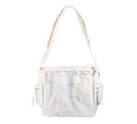 DOSERTY Borsa da donna Bella Star Pattern Borsa a tracolla Estetica Messaggeri Studente Scuola Grande Capacità Crossbody Grande Capacità Crossbody Per Le Donne Modello Stella Spalla Messenger, bianco