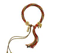 DOSERTY Braccialetto tibetano significativo personalizzato vintage tibetano con piccolo ciondolo frangia catena da polso fatto a mano, Misura unica, come descritto