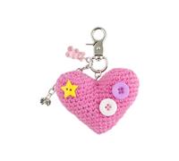 DOSERTY Carino Orso Bowknot Charm Cuore Portachiavi Dolce Carino Ciondolo Ornamento Portachiavi Zaino Decorazione Gioielli Per Donne Ragazze Lavorato A Maglia Cuore Portachiavi, Rosso rosato, Taglia