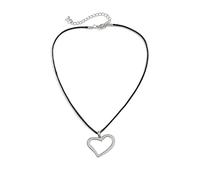 DOSERTY Collana vintage in pelle cerata per le donne gotico scava fuori amore ciondolo a forma di cuore girocollo catena clavicola catena Y2k gioielli regalo donna collana catena, Misura unica, come
