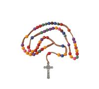 DOSERTY Colorato Fiore Perline Rosario Collane Croci Pendenti Neckchain Cattolicesimo Preghiera Gioielli Religiosi Per L'usura Quotidiana Croci Ciondolo Gioielli Collana