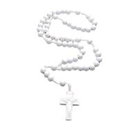 DOSERTY Rosario in legno bianco con croci per fedeli preghiera religiosa unisex con croci per meditazioni e pace