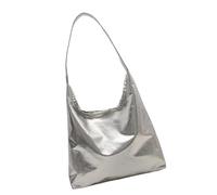 DOSERTY Spaziosa borsa in pelle PU per le donneUnique Shopping Bag Casual Borse Pratica Borsa a tracolla per uso quotidiano Grande capacità, Argento, One Size