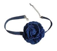 DOSERTY Striscia blu con grande fiore collana girocollo per donne ragazze gioielli alla moda moda sul collo accessori regali collana girocollo fiore, Grande, come descritto, come descritto