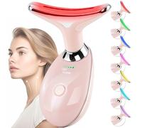 Doset Massaggiatore viso e collo, terapia con luce rossa per viso e collo, bacchetta per culpting viso con 7 colori, strumento per la cura della pelle a casa (rosa)