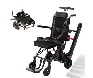 dosiwlatever Combinazione di montascale Elettrico Pieghevole Leggero + Sedia a rotelle Manuale, 2 in 1, con poggiatesta, su e Giù per Le Scale, Display LCD Intelligente, carico 330 libbre