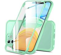DOSNTO Double Sided Clear Case for iPhone 11 (6.1''), Front and Back Full Body 360 Shockproof Drop Protection Phone Case Built-in Tempered Glass Screen Protector Rugged Phone Cover,Light Green
