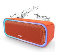 DOSS SoundBox Pro - Altoparlante Bluetooth con suono stereo da 20 W, bassi attivi extra, impermeabile IPX6, accoppiamento TWS, luci multicolori, 20 ore di riproduzione, portatile per spiaggia,