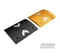 Dossi Artificiali in Gomma, 2 Pezzi Dosso Artificiale con Pellicola Riflettente a Doppia Freccia, Capacità di Carico 100 tonnellate, con 8 Bulloni, per Asfalto, Cemento e Ghiaia