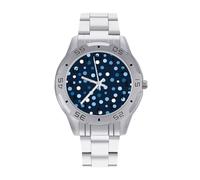 Dot blu scuro orologi da uomo in acciaio inossidabile cinturino analogico al quarzo orologio da polso business, Stile:, regular, Bracciale