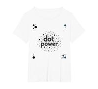 DOT Boys Power: Arte Grafica a Pois giocoso Maglietta, Donna Plus-Size, Bianco, 2X