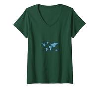 DOT By DOT, Colleghiamo Il Mondo Maglietta con Collo a V, Donna, Verde Foresta, M