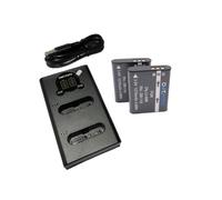 Dot.Foto DB-110 Premium 1270mAh Batteria (x2) & Doppio Caricabatterie USB LCD per Ricoh GR III, GR IIIx, WG-6, WG-8, G900, G900 II, G900SE, G900SE II, Theta X