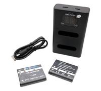 Dot.Foto LI-92B Premium 1350mAh Batteria (x2) & Doppio Caricabatterie USB LCD per Olympus Tough TG-6, TG-5, TG-4, TG-3, TG-2, TG1 / XZ-2 / DS-2600, DS-9000, DS-9500 / per Om System TG-7