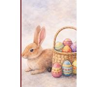 Dot Grid Journal / Notebook, Easter Basket and Bunny: 110 Dotted Pages with Table of Contents, 5.5” x 8.5”, Spring-Themed Watercolor Artwork