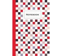 Dot Grid Notebook - Red, Black, Beige & Gray Checkered Cover - Japanese Aesthetic Spider Lily Journal, 6x9 in, 120 Pages, Soft Matte + Personal Info ... Journaling, Bullet Notes, Study, Drawing