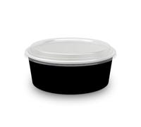 DOT Horca Solutions 50 CIOTOLE CON COPERCHI PET in cartoncino 1300 ML insalatiere NERO carta kraft ciotola marrone bowl asporto food delivery insalate pokè zuppe pasta take away usa e getta