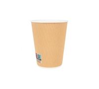 DOT Horeca Solutions 100 Bicchieri DOPPIA PARETE avana 360 ML in cartoncino kraft marrone parete ondulata e rivestimento interno PE biodegradabili asporto take away delivery bevande calde