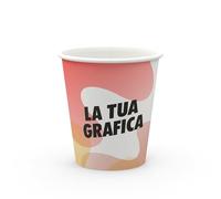 DOT Horeca Solutions 10000 Bicchieri in cartoncino monouso 120 ML personalizzati su base bianca asporto delivery catering bar pub ristoranti per il tuo brand