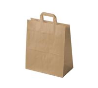 DOT Horeca Solutions 25 Buste colore AVANA in carta kraft 28+17x30 cm sacchetti resistenti shopper marrone manico piattina asporto take away sacchetto regalo shopping marrone manici piatti