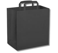 DOT Horeca Solutions 25 Buste colore NERO in carta kraft 27+17x29 cm sacchetti resistenti shopper nere manico piattina asporto take away sacchetto buste regalo shopping marrone manici piatti