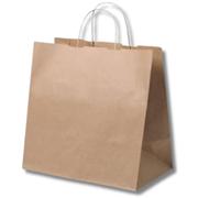 DOT Horeca Solutions 250 Buste colore AVANA in carta kraft 36+21x33 cm sacchetti resistenti shopper marrone manico cordino asporto take away sacchetto regalo shopping marrone manici ritorti